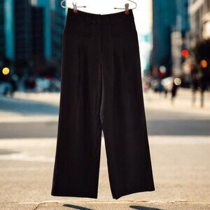 Top Shop High-Rise Wide-Leg Black Trousers‎ With Front Pleats & Pockets Professi